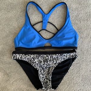 LULULEMON BIKINI BLUE BLACK & WHITE